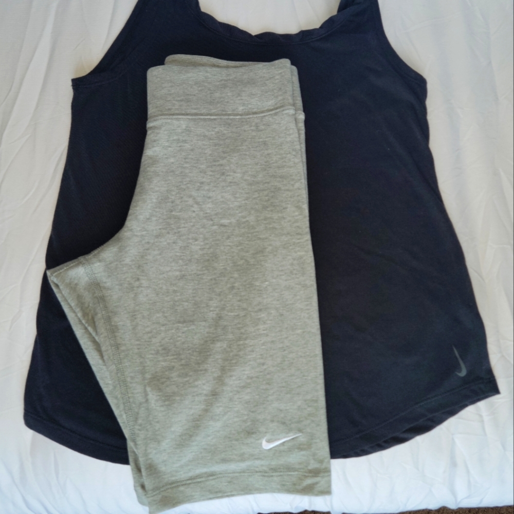 Nike bundle Grey shorts size small and black dri-fit tank size XS